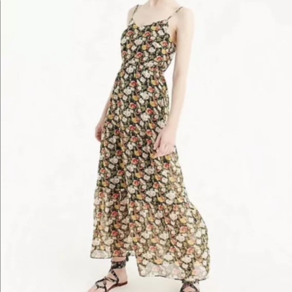 NEW J Crew Mercantile Tiered Floral Maxi Dress spaghetti straps lined 00 NWOT - Picture 3 of 13
